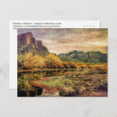 アリゾナ川ソノラン砂漠の山々デジタルアート ポストカード (正面/裏面)