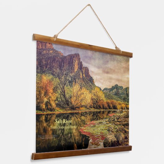 アリゾナ川ソノラン砂漠の山々デジタルアート 吊り下げ型タペストリー (傾斜あり)