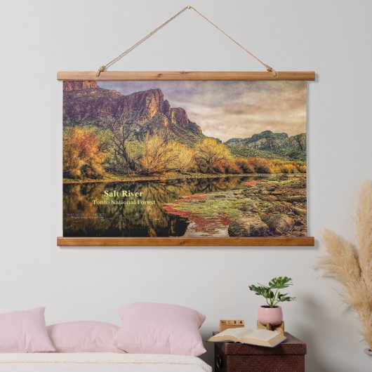 アリゾナ川ソノラン砂漠の山々デジタルアート 吊り下げ型タペストリー (寝室)