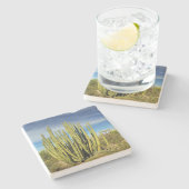 アリゾナ州のオルガンパイプサボテン、正方形の石コースター ストーンコースター (横)