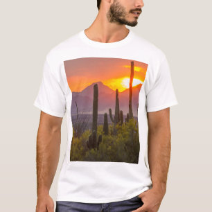 アリゾナ州のサボテンの夕焼け Tシャツ