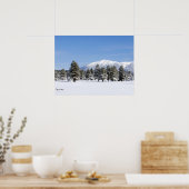 アリゾナ州のサンフランシスコ山脈と雪に覆われた松 ポスター (キッチン)