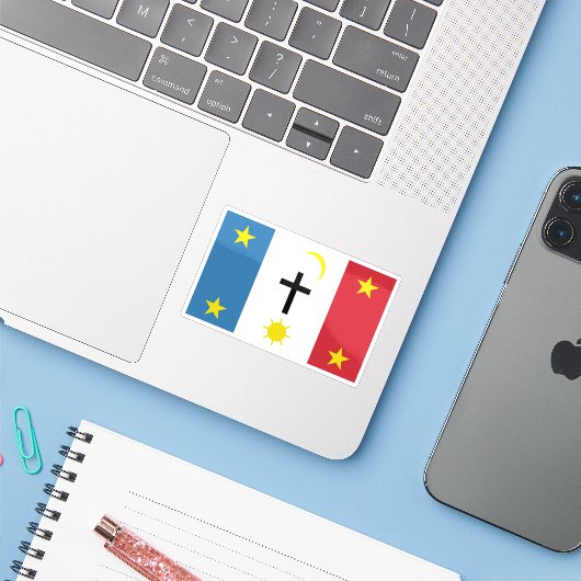 アリゾナ州のパスクア・ヤクイ族国旗 シール (ノートパソコンとiPhone)