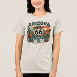 アリゾナ州のレッドロックキャニオンとサワロサボテンのサンセット ルート66 トライブレンドTシャツ