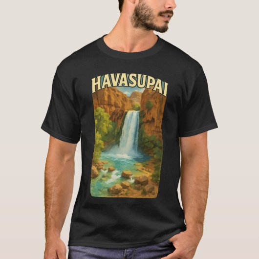 アリゾナ州のロックプールのあるハバスパイ滝 Tシャツ (正面)