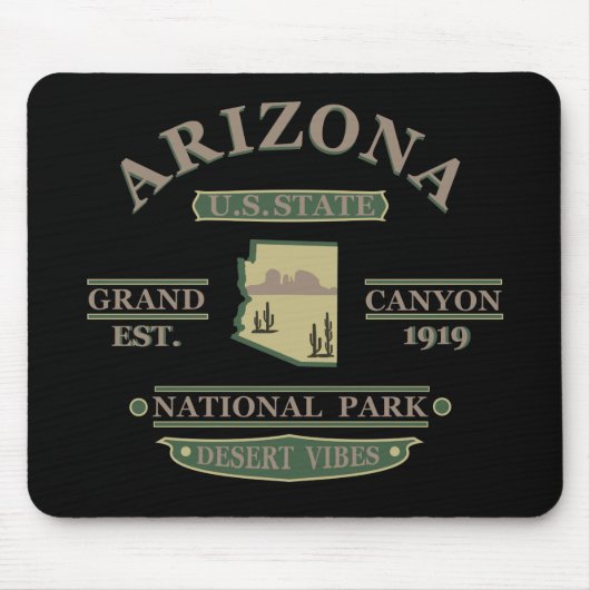 アリゾナ州の地図 マウスパッド (正面)