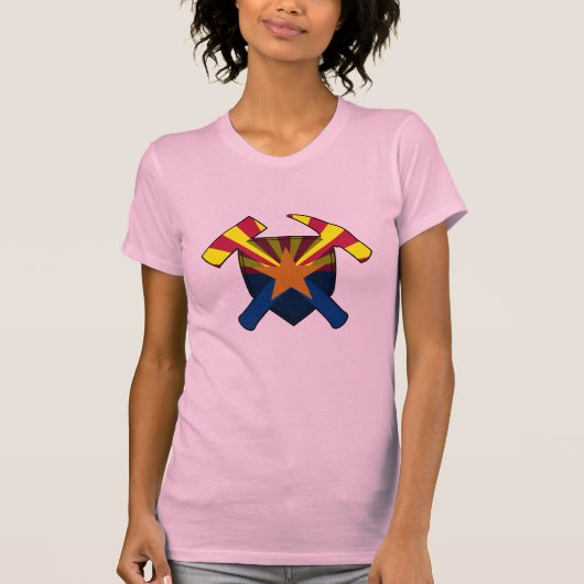 アリゾナ州の地質 - ロックハンマーとシールド Tシャツ (正面)