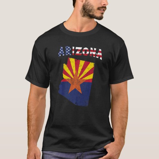 アリゾナ州の州旗の地図 Tシャツ (正面)