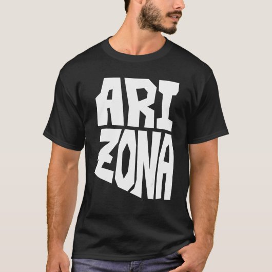アリゾナ州の愛国的なホーム地図文字形状デザイン Tシャツ (正面)