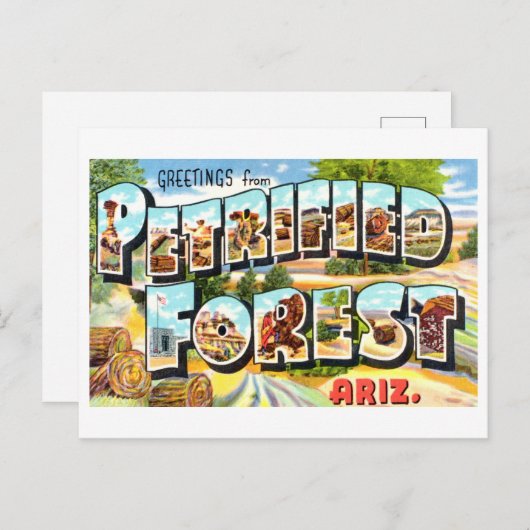 アリゾナ州の石化された森からのヴィンテージの挨拶 ポストカード (正面/裏面)