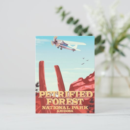 アリゾナ州の石化森林国立公園。 ポストカード (スタンド正面)