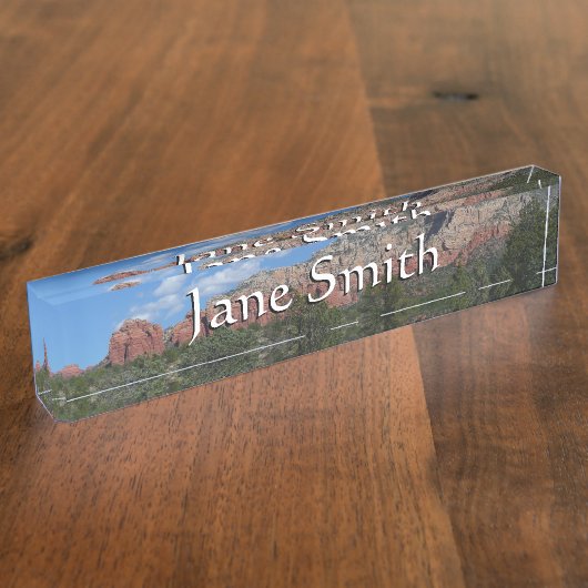 アリゾナ州の赤い岩のパノラマ デスクネームプレート (側面)