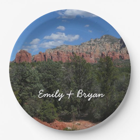 アリゾナ州の赤い岩のパノラマ ペーパープレート (正面)