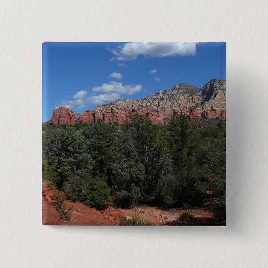 アリゾナ州の赤い岩のパノラマ 缶バッジ (正面)