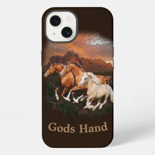 アリゾナ州の野生の馬 iPhoneケース (裏面)