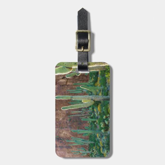 アリゾナ州アメリカサグアロ·サクタス·フィールドバイ·ア·クリフ ラゲッジタグ (正面縦)