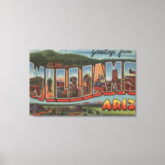 アリゾナ州ウィリアムズ – ラージレターシーン キャンバスプリント (正面)