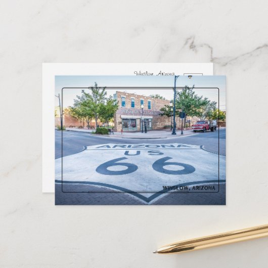 アリゾナ州ウィンスローからのご挨拶 ポストカード (正面/裏面インサイチュ)