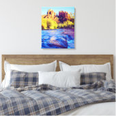 アリゾナ州オークリークに反射する大聖堂の岩 キャンバスプリント (インサイチュ (寝室))