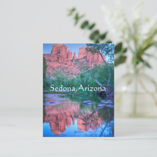 アリゾナ州カテドラルロックセドナの反射 ポストカード (スタンド正面)