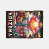 アリゾナ州シャツアズレトロデザートカボスファミリー フリースブランケット (正面(横))