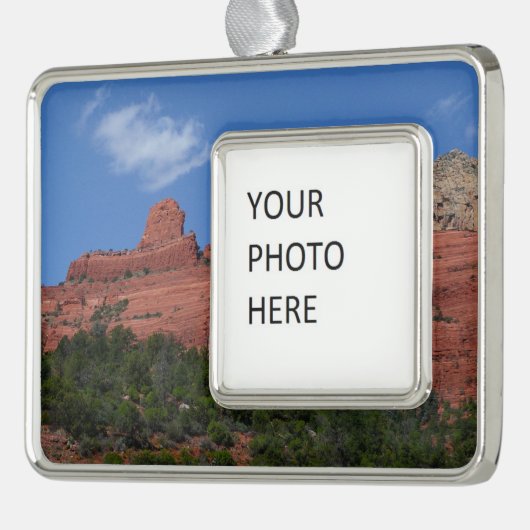 アリゾナ州セドナの蒸気船ロック写真 シルバープレートフレームオーナメント (左)