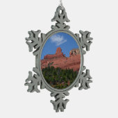 アリゾナ州セドナの蒸気船ロック写真 スノーフレークピューターオーナメント (左)