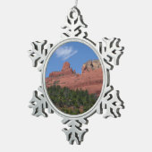 アリゾナ州セドナの蒸気船ロック写真 スノーフレークピューターオーナメント (右)