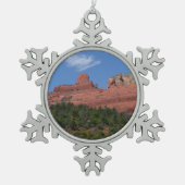 アリゾナ州セドナの蒸気船ロック写真 スノーフレークピューターオーナメント (正面)