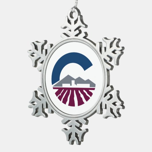 アリゾナ州チャンドラー国旗 スノーフレークピューターオーナメント (右)