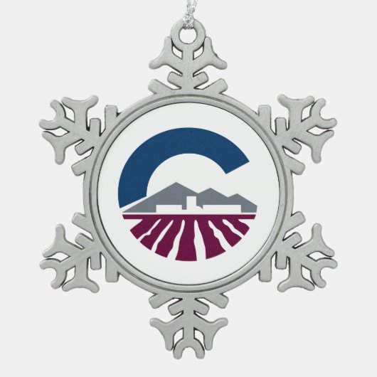 アリゾナ州チャンドラー国旗 スノーフレークピューターオーナメント (正面)