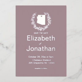 アリゾナ州デスティネーションウェディングシルバー 箔招待状