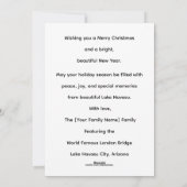 アリゾナ州ハバス湖のロンドン橋のクリスマス シーズンカード (裏面)