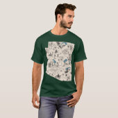 アリゾナ州ビンテージ絵画地図 Tシャツ (正面フル)