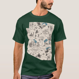 アリゾナ州ビンテージ絵画地図 Tシャツ