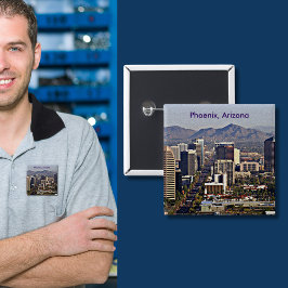 アリゾナ州フェニックスのダウンタウンビュー 缶バッジ