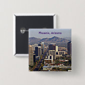 アリゾナ州フェニックスのダウンタウンビュー 缶バッジ (正面&裏面)