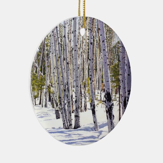 アリゾナ州フラッグスタッフの美しい冬の《植物》アスペン セラミックオーナメント (右)