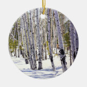 アリゾナ州フラッグスタッフの美しい冬の《植物》アスペン セラミックオーナメント (正面)