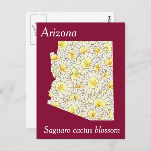 アリゾナ州フラワーコラージュの地図 ポストカード (正面/裏面)