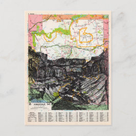 アリゾナ州マップアート ポストカード