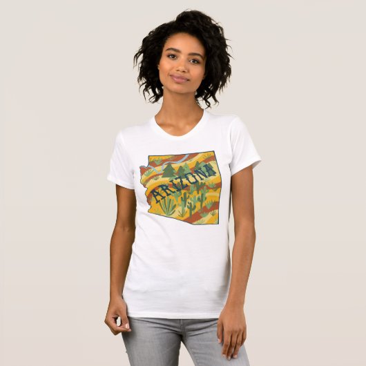 アリゾナ州マップイラストレーション Tシャツ (正面フル)