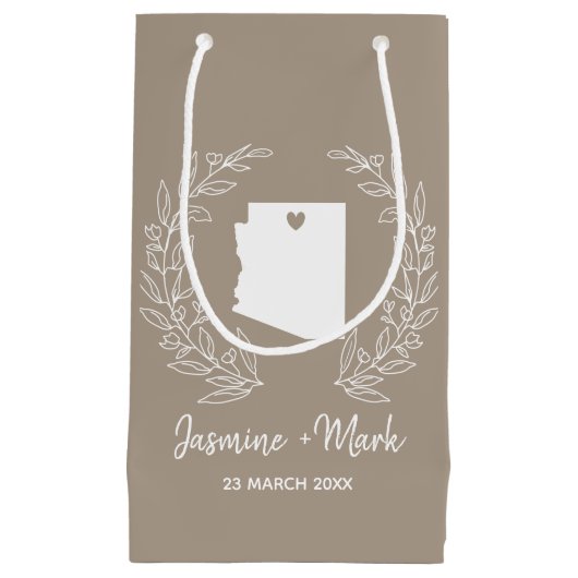 アリゾナ州マップ目的地の結婚式の好意     スモールペーパーバッグ (正面)