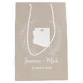 アリゾナ州マップ目的地の結婚式の好意   ミディアムペーパーバッグ (正面)