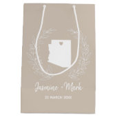 アリゾナ州マップ目的地の結婚式の好意   ミディアムペーパーバッグ (裏面)