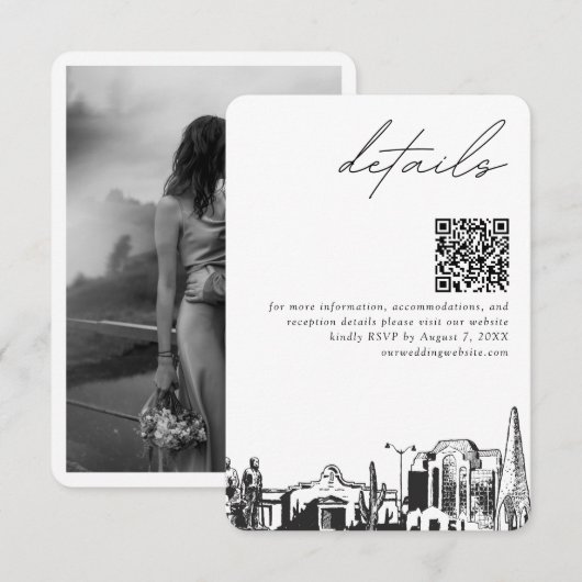 アリゾナ州メサ 結婚式 詳細 QRコード 小 エンクロージャーカード (正面/裏面)