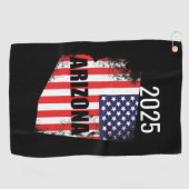 アリゾナ州地図アメリカ国旗の自由2025 ゴルフタオル (横)