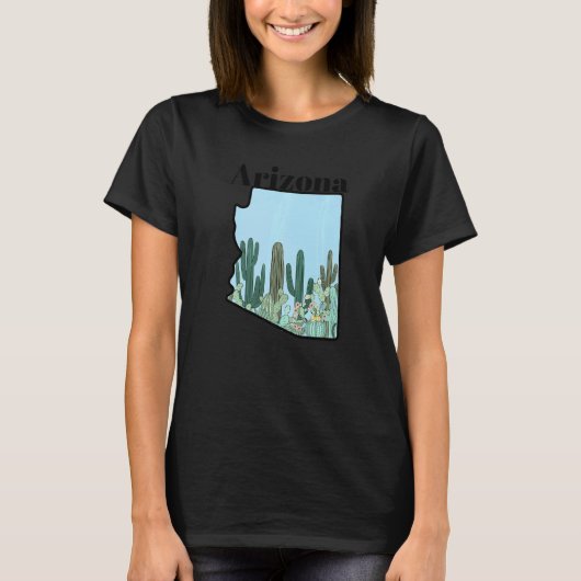 アリゾナ州地図 サボテン ガーデン Tシャツ (正面)
