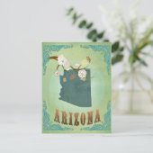 アリゾナ州地図 – 緑 ポストカード (スタンド正面)