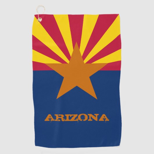 アリゾナ州旗とアリゾナ州USAゴルフ/スポーツファン ゴルフタオル (正面)